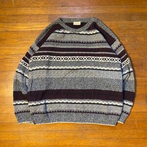 Vintage 90s Alpine Ridge Striped Knit Sweater Geometric Pattern Pullover Mens L